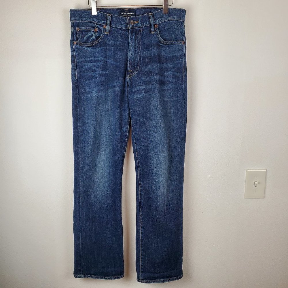 Lucky Brand 181 relaxed straight jeans 30 30 dark wash distressed